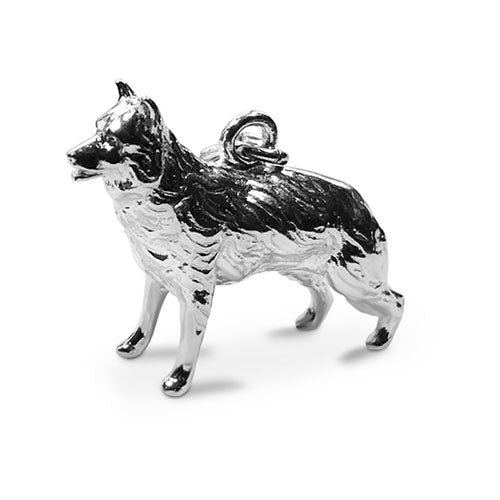 Sterling silver Alsation German Shepherd dog clip on charm