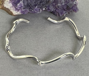 Sterling Silver Solid Wave Bangle