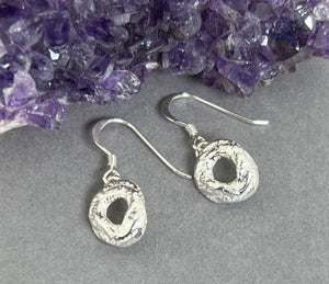 Handmade sterling silver round rustic earrings