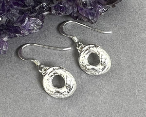 Handmade sterling silver round rustic earrings