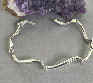 Sterling Silver Solid Wave Bangle