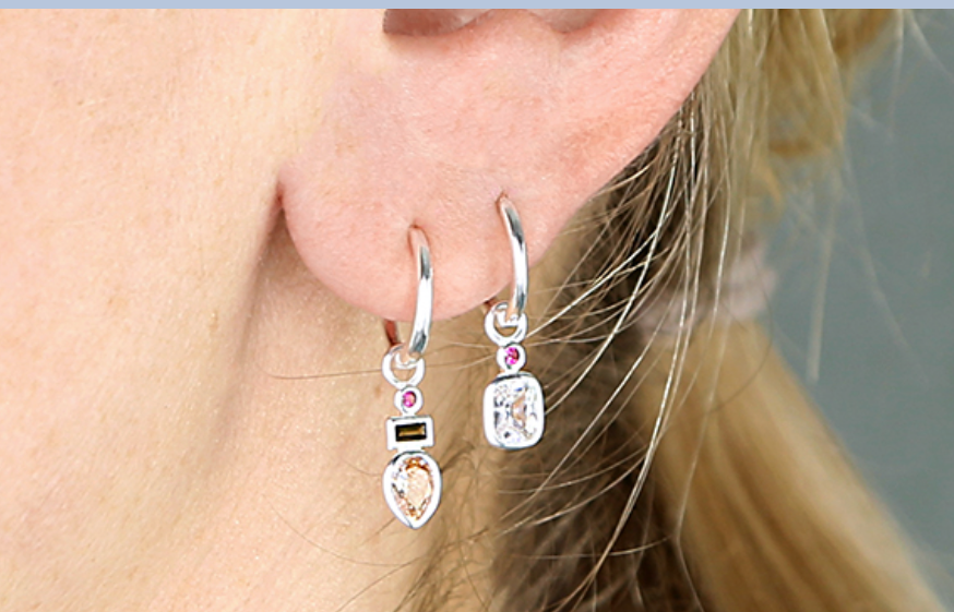 Sterling Silver Huggies Cubic Zirconia Drops