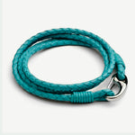Tribal Steel Women's Leather Turquoise Bracelet 19cm