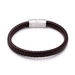 Tribal Steel Mens Brown Leather Bracelet 21cm