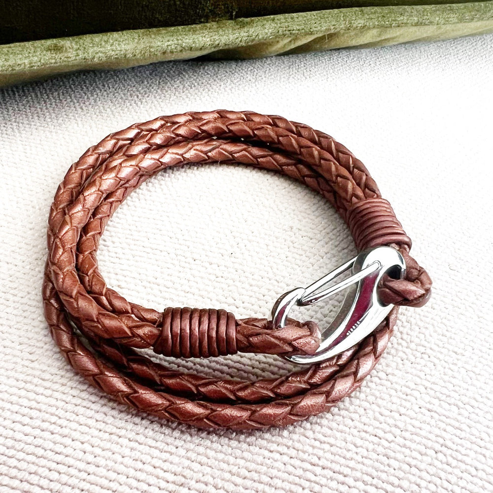 Tribal Steel Leather copper coloured Bracelet 19cm