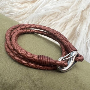 Tribal Steel Leather copper coloured Bracelet 19cm