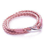 Tribal Steel Leather Pink Wrap Bracelet