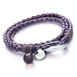 Tribal Steel Women's Leather Double Wrap Bracelet 19cm