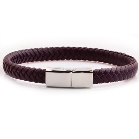 Tribal Steel Mens Brown Leather Bracelet 21cm