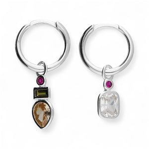 Sterling Silver Huggies Cubic Zirconia Drops