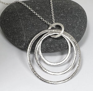 Sterling Silver Circles Frosted Necklace