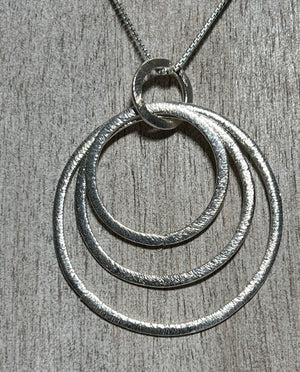 Sterling Silver Circles Frosted Necklace