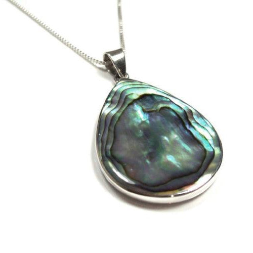 Abalone (paua) shell sterling silver necklace