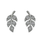 Leaf Stud Sterling Silver Cubic Zirconia Earrings