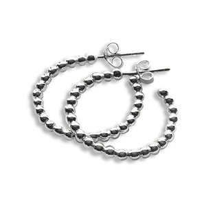 Sterling silver bead style hoop earrings