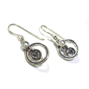 Sterling silver circle heart handmade earrings