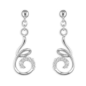 Sterling silver cubic zirconia swirl stud earrings