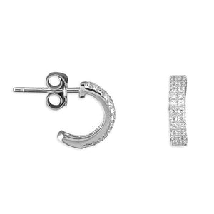 Sterling silver half hoop sparkly cubic zirconia earrings