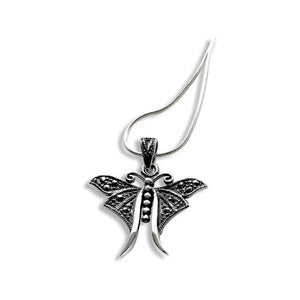 Sterling silver marcasite dragonfly necklace
