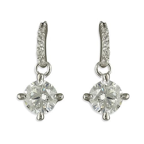 Sterling silver sparkle cubic zirconia stone earrings