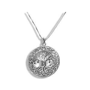 Sterling silver large tree of life necklace