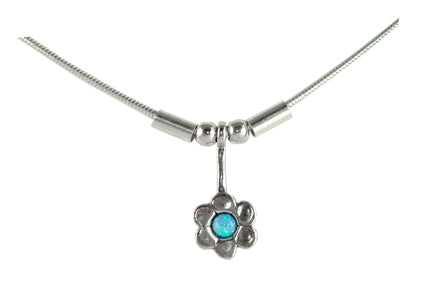 Sterling silver opal flower necklace by Lorena Silver Jewellery Necklaces