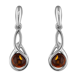 Sterling Silver Amber Celtic Earrings