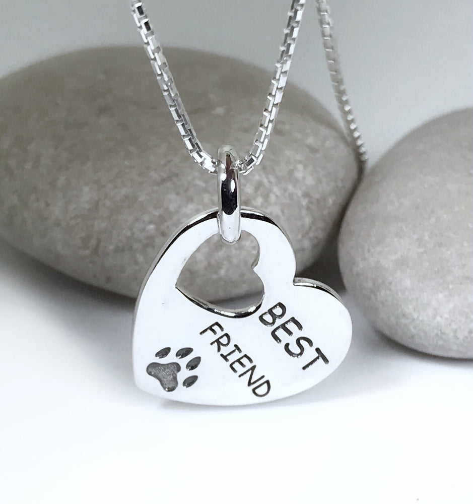 Sterling Silver Best Friends Paw Print Necklace