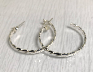 Sterling Silver Twisted Hoop Earrings