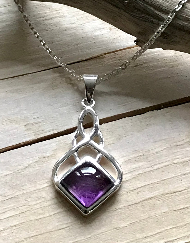 Sterling Silver Amethyst Celtic Pendant and Chain