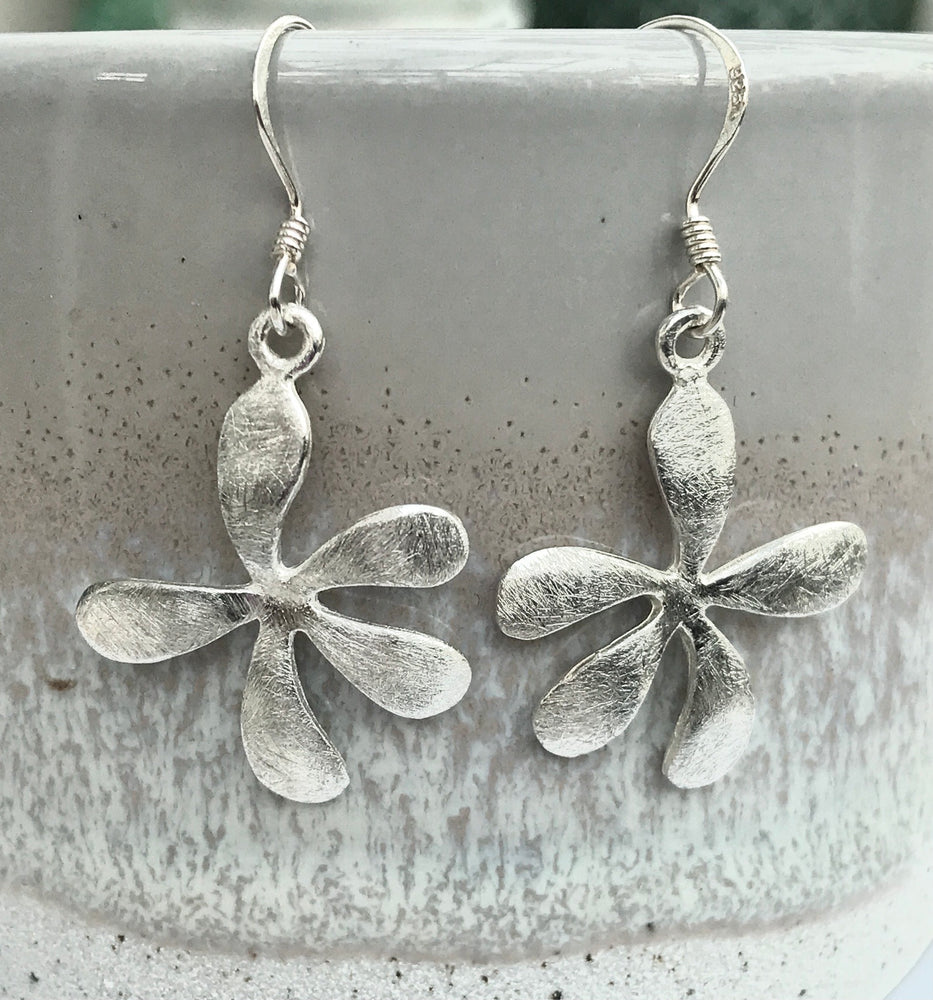Sterling Silver Frosted Flower Earrings