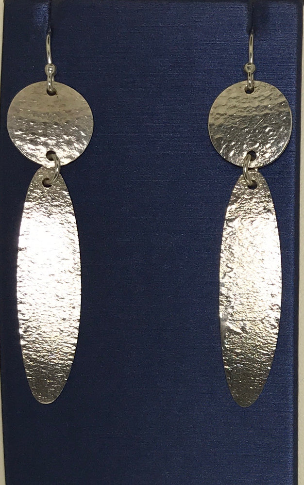 Sterling Silver Handmade Long Disc Earrings