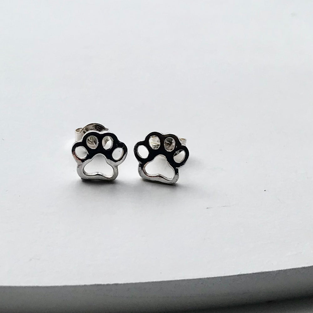Dog Paw Sterling Silver Earrings