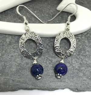 Sterling Silver Handmade Lapis Lazuli Stone Earrings