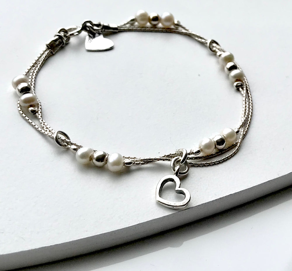 Sterling Silver Handmade Pearl Bracelet