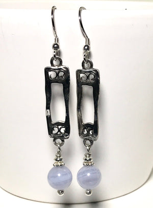 Sterling silver Handmade Blue Lace Agate Earrings