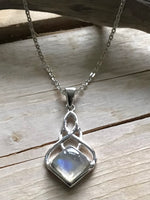 Sterling Silver Celtic Rainbow Moonstone Necklace