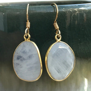 Sterling Silver Gold Vermeil Moonstone Earrings