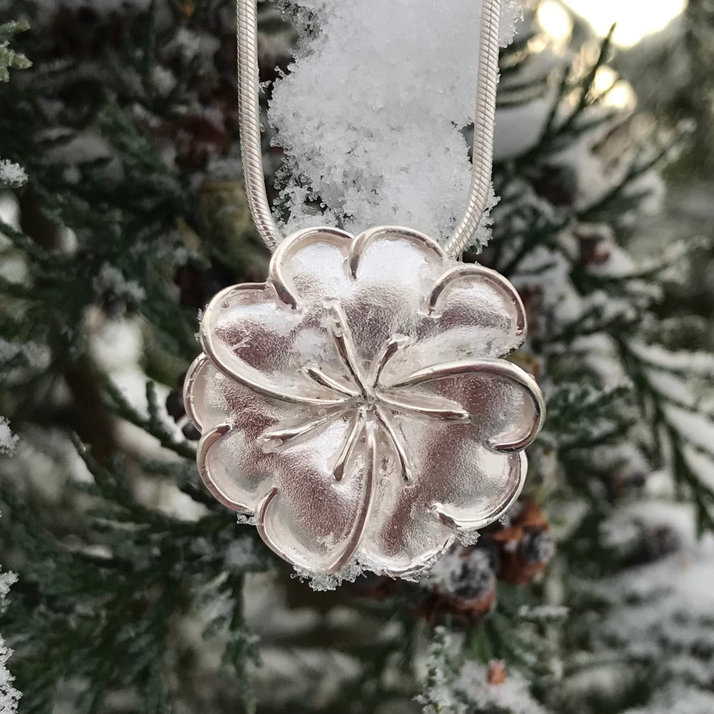 Sterling Silver Frosted Large Flower