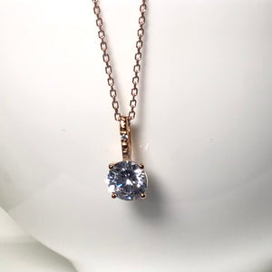 Sterling Silver Rose Gold Plated Solitaire Necklace