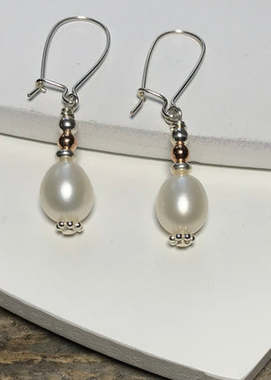 Sterling Silver Handmade Pearl Drop Earrings