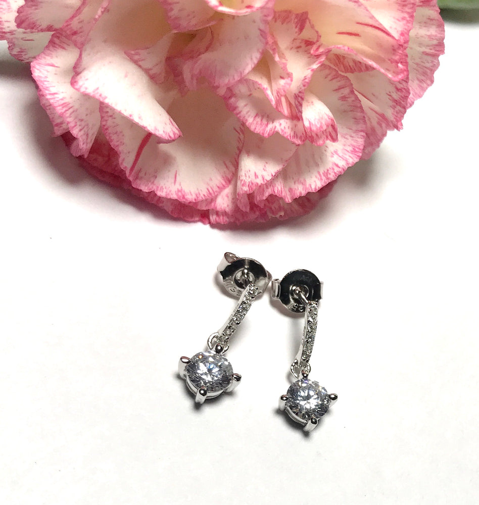 Sterling silver sparkle cubic zirconia stone earrings