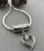Sterling Silver Handmade Heart Necklace with Italian Thick Snake Chain