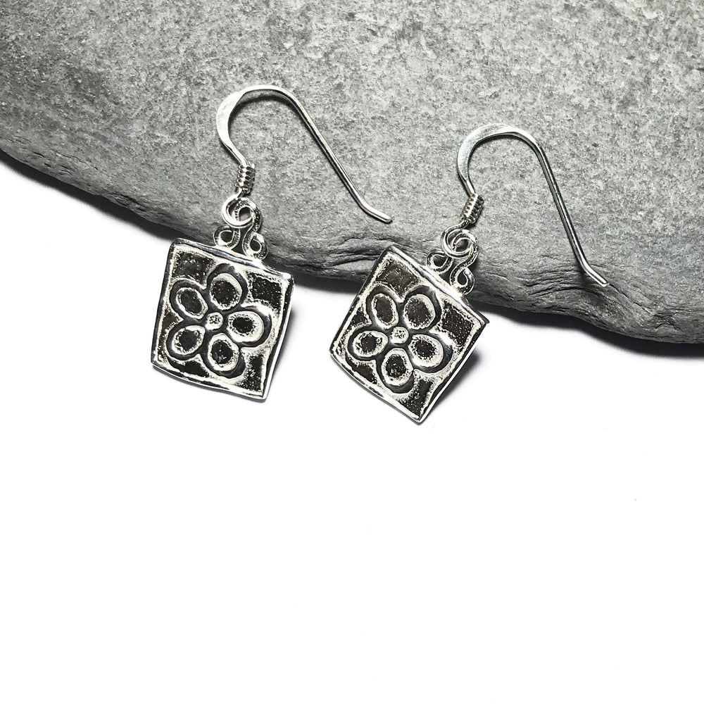 Sterling silver square drop earrings