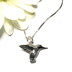Sterling silver humming bird petite necklace