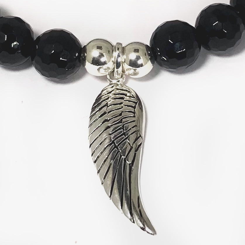 Sterling Silver Handmade Black Onyx Wing Bracelet