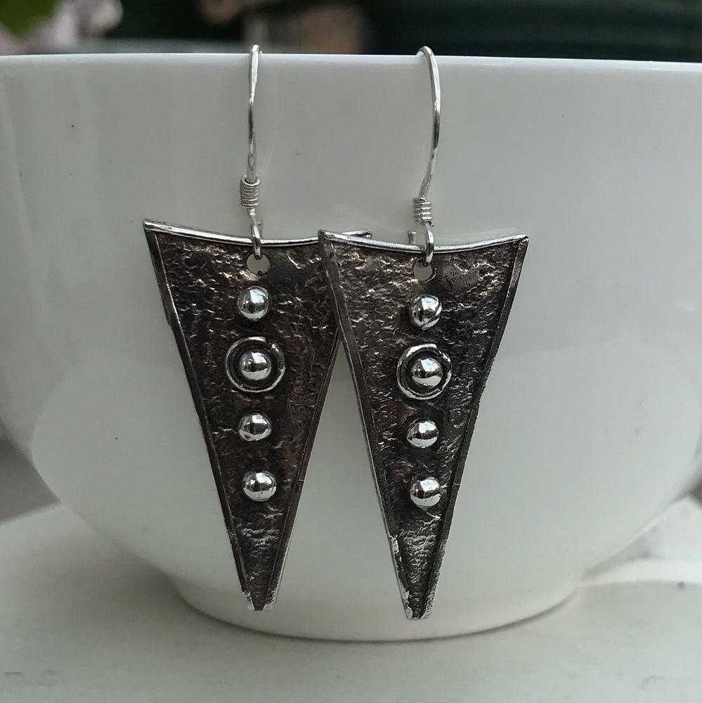 Sterling Silver Handmade Triangular Earrings