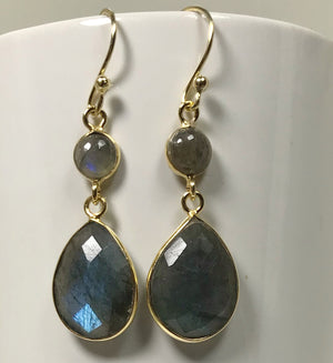 Gold vermeil labradorite stone earrings