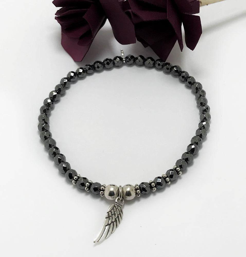 Sterling Silver Hematite Stone Stacking Bracelet