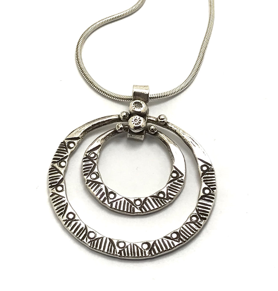 Sterling Silver Double circles Necklace